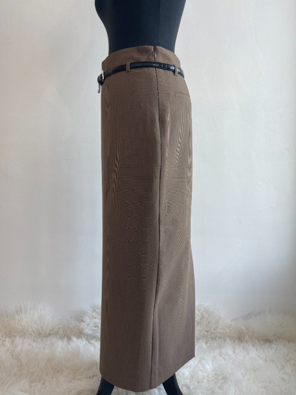 Zara Checkered Plaid Pencil Skirt with Belt - Picture 4 of 6